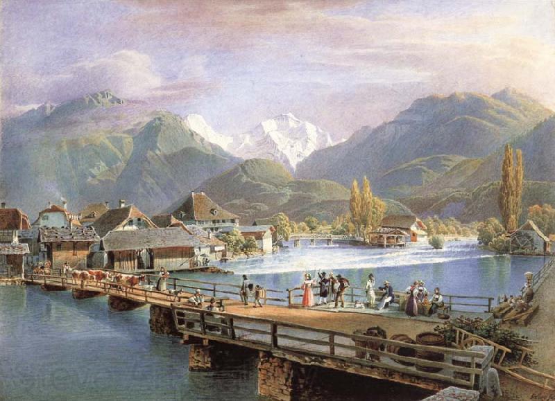 Gabriel Lory fils Ansicht von Unterseen mit Blick auf die Jungfrau Spain oil painting art